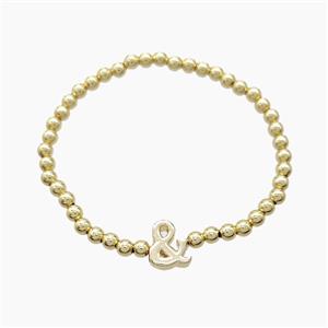 Copper Bracelet With Symbols And Stretchy Gold Plated, approx 4mm, 8-11mm, 55mm dia