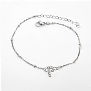 Copper Bracelet With Letter-P Pave Zirconia Platinum Plated, approx 6-9mm, 19-24cm length