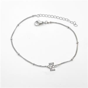 Copper Bracelet With Letter-Z Pave Zirconia Platinum Plated, approx 6-9mm, 19-24cm length