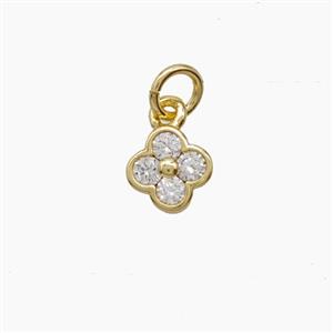 Copper Clover Pendant Pave Zirconia Gold Plated, approx 6mm
