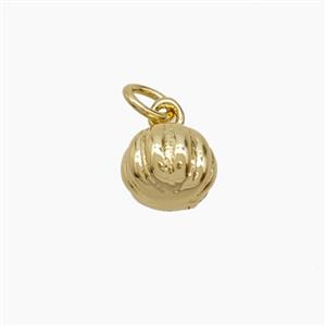 Copper 3D Pumpkin Pendant Gold Plated, approx 6.5mm