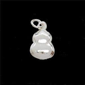 Copper Gourd Pendant Shiny Silver, approx 7-9mm