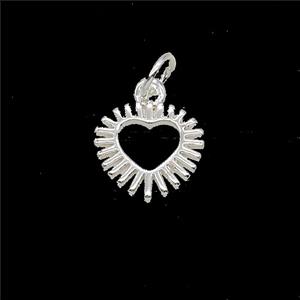 Copper Heart Pendant Shiny Silver, approx 10mm