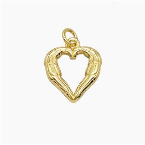 Copper Heart Pendant Gold Plated, approx 11.5mm