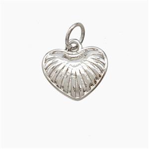 Copper Heart Pendant Platinum Plated, approx 9-11.5mm