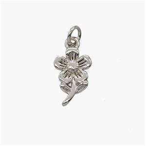Copper Flower Pendant Platinum Plated, approx 7-11mm