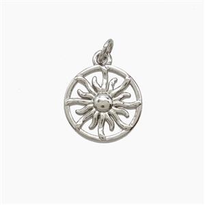 Copper Sun Pendant Platinum Plated, approx 11.5mm