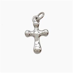 Copper Cross Pendant Platinum Plated, approx 9-11mm