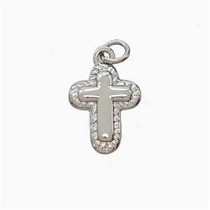 Copper Cross Pendant Platinum Plated, approx 9-11mm