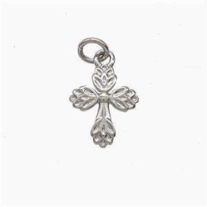 Copper Cross Pendant Platinum Plated, approx 9-10mm