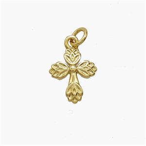 Copper Cross Pendant Gold Plated, approx 9-10mm