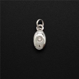 Copper Eye Pendant Pave Zirconia Shiny Silver, approx 5-8mm