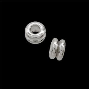 Copper Rondelle Spacer Beads Double Shiny Silver, approx 6mm