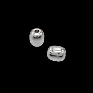 Copper Barrel Beads Shiny Silver, approx 5-6mm