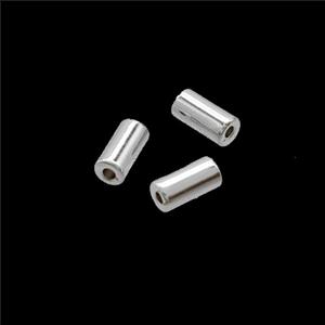 Copper Tube Beads Shiny Silver, approx 3x6mm