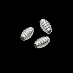 Copper Barrel Screw Beads Shiny Silver, approx 3x5mm