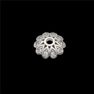 Copper Beadcaps Pave Zirconia Shiny Silver, approx 10mm