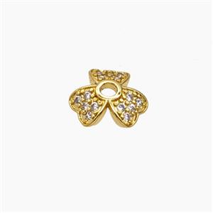 Copper Beadcaps Pave Zirconia Gold Plated, approx 10mm