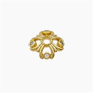 Copper Beadcaps Pave Zirconia Gold Plated, approx 10mm
