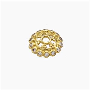 Copper Beadcaps Pave Zirconia Gold Plated, approx 10mm