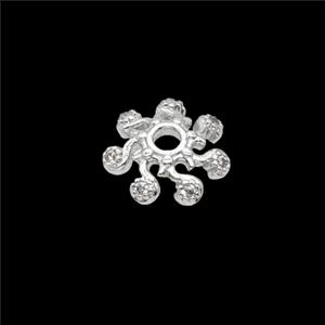Copper Beadcaps Pave Zirconia Shiny Silver, approx 10mm