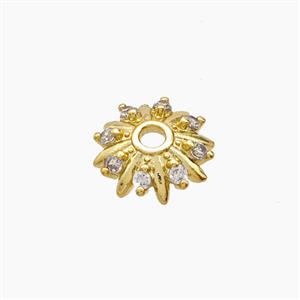 Copper Beadcaps Pave Zirconia Gold Plated, approx 10mm