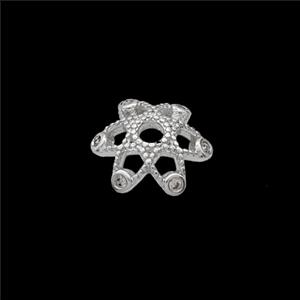 Copper Beadcaps Pave Zirconia Shiny Silver, approx 10mm