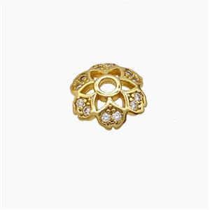 Copper Beadcaps Pave Zirconia Gold Plated, approx 10mm