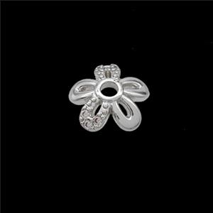 Copper Beadcaps Pave Zirconia Shiny Silver, approx 10mm