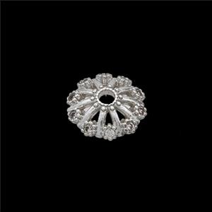 Copper Beadcaps Pave Zirconia Shiny Silver, approx 10mm