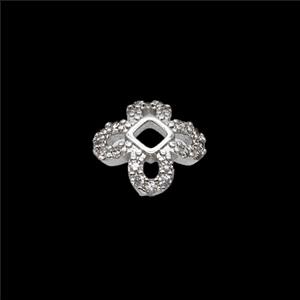 Copper Beadcaps Pave Zirconia Shiny Silver, approx 10mm