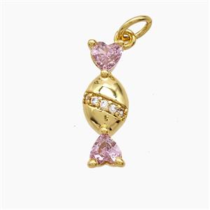Copper Sweet Candy Pendant Pave Zirconia Gold Plated, approx 6-17mm