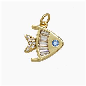 Copper Fish Pendant Pave Zirconia Gold Plated, approx 13mm