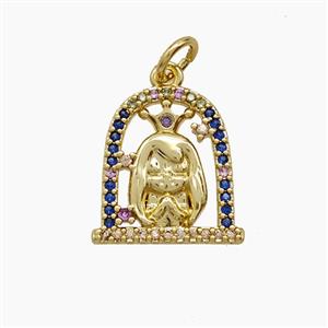 Copper Princess Girls Pendant Pave Zirconia Gold Plated, approx 14-15mm