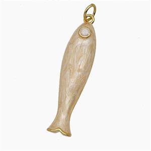 Copper Fish Pendant Lt.yellow Enamel Gold Plated, approx 8-32mm