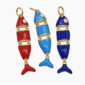 Copper Fish Pendant Enamel Gold Plated Mixed, approx 7-30mm