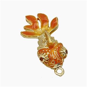 Copper Goldfish Pendant Orange Painted Gold Plated, approx 10.5-26mm