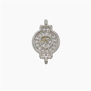 Copper Watch Connector Pave Zirconia Platinum Plated, approx 8.5-11mm