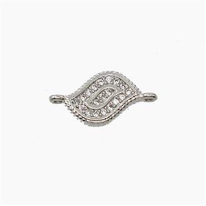 Copper Eye Connector Pave Zirconia Eye Platinum Plated, approx 8-10mm
