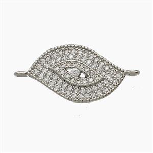 Copper Eye Connector Pave Zirconia Eye Platinum Plated, approx 11-18mm