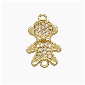 Copper Kids Connector Pave Zirconia 18K Gold Plated, approx 11-16mm
