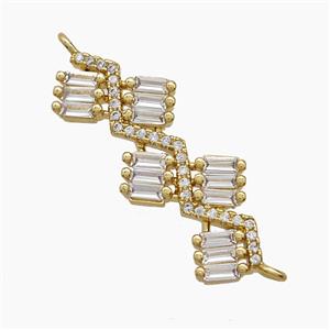 Copper Leaf Connector Pave Zirconia 18K Gold Plated, approx 11-30mm