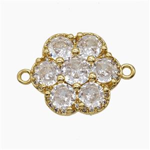 Copper Flower Connector Pave Zirconia 18K Gold Plated, approx 18mm