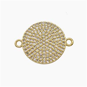 Copper Coin Connector Micropave Zirconia 18K Gold Plated, approx 16mm