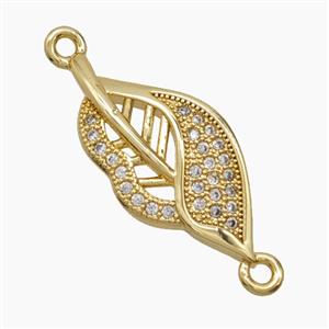 Copper Leaf Connector Pave Zirconia 18K Gold Plated, approx 11-22mm