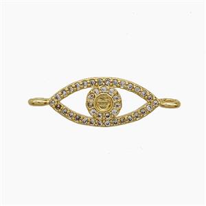 Copper Eye Connector Pave zirconia 18K Gold Plated, approx 7.5-16mm