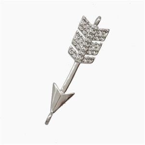 Copper Arrow Connector Pave Zirconia Platinum Plated, approx 7-24mm