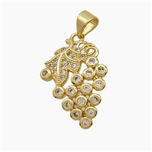 Copper Grape Pendant Pave Zirconia 18K Gold Plated, approx 15-20mm