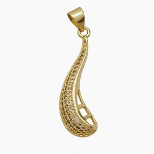 Copper Teardrop Pendant Pave Zirconia 18K Gold Plated, approx 9.5-25mm