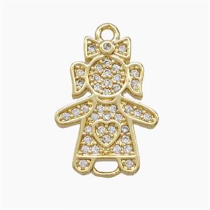 Copper Kids Girls Connector Pave Zirconia 18K Gold Plated, approx 13-17mm